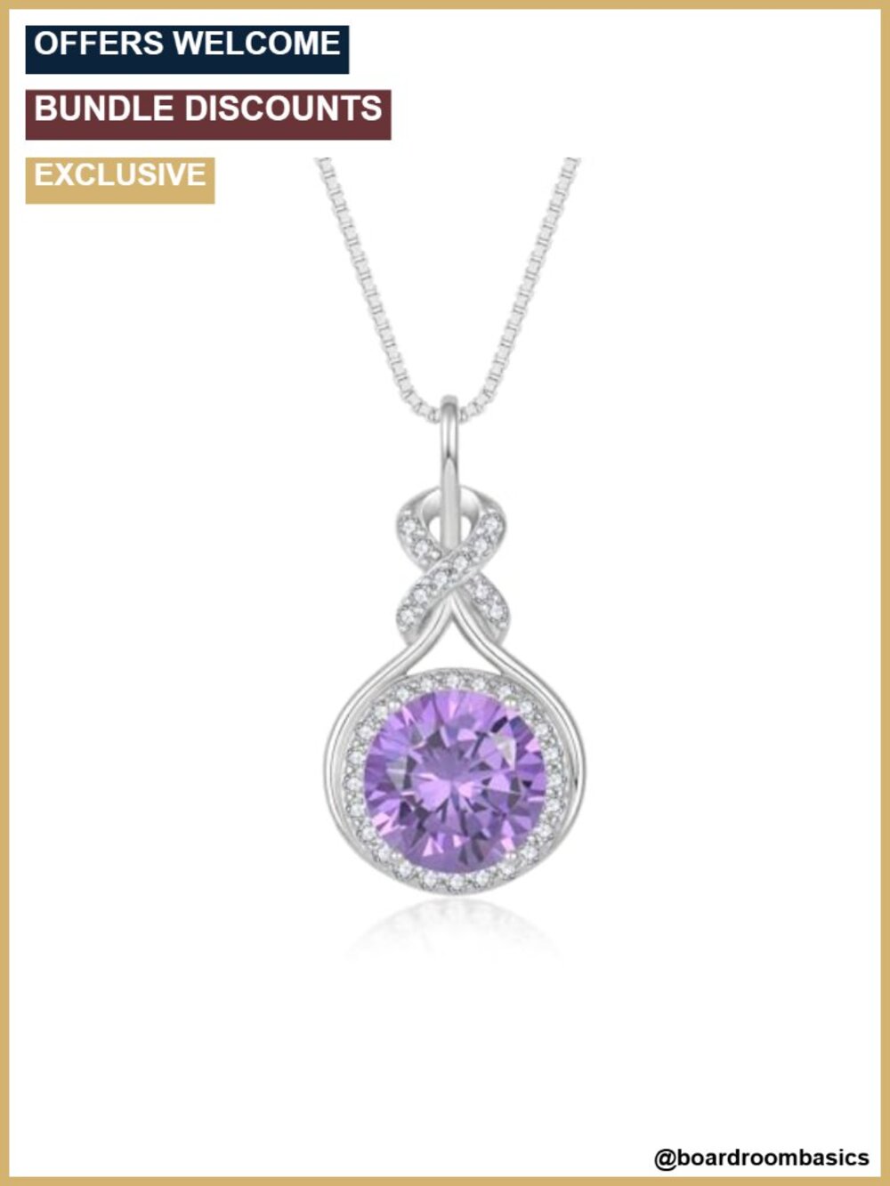 925 Sterling Silver Infinity Birthstone Pendant Necklace 10mm Zircon